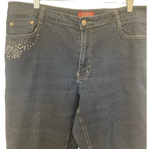 COS Jeans Rhinestone 16W Blue Womens High Rise Embellished Flap Pocket Flare - Picture 4 of 11